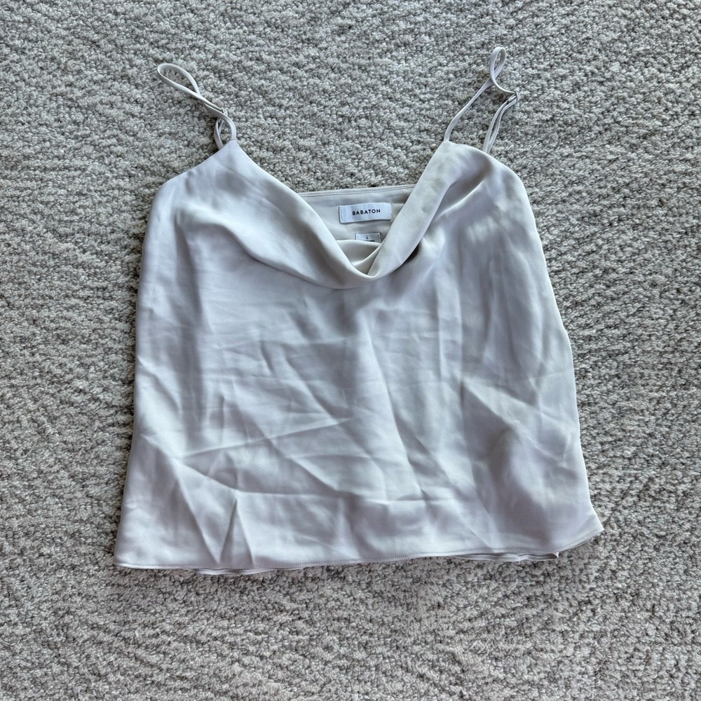 Aritzia Babaton White (Chrome) Cowl Neck Camisole
